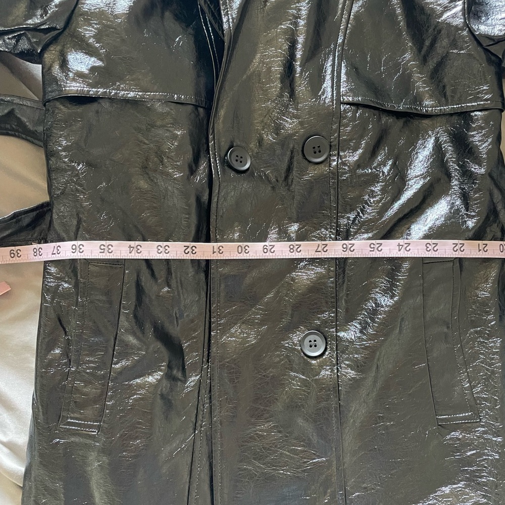 Undercover Black Faux Patent Leather Trench Coat - Picture 8 of 9